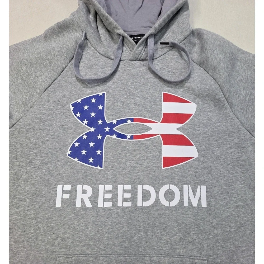 Under Armour Freedom Hoodie Mens XL Pullover Sweatshirt USA Flag Red Blue White‎